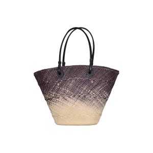 Detailed Natural Leather Compact Basket Bag