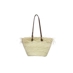 Natural Medium Basket with Frayed Border