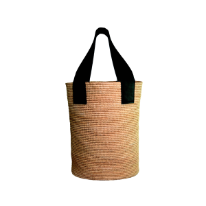 Tall Basket with Leather Handles