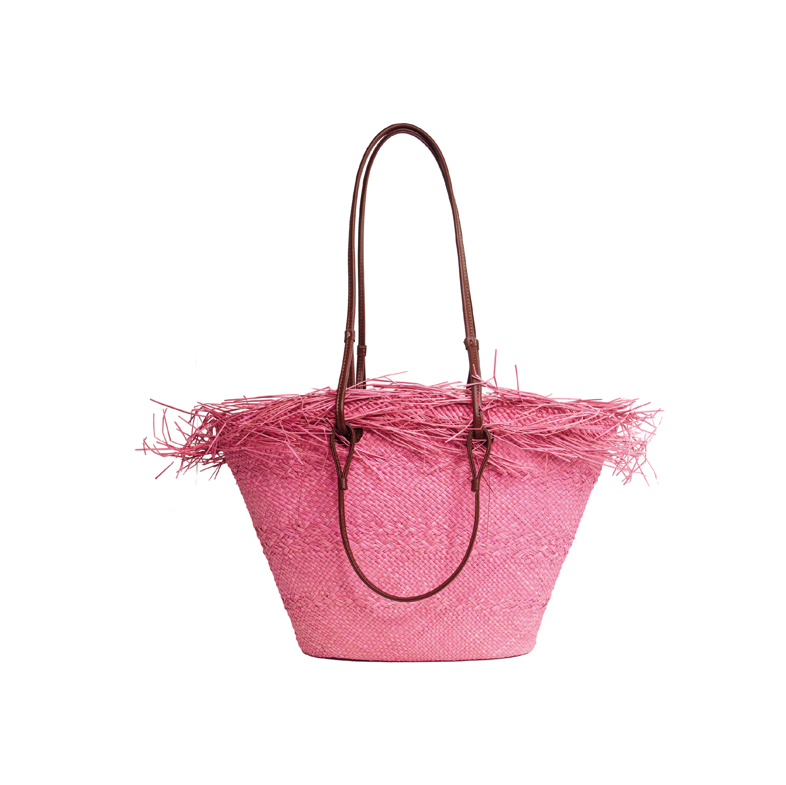 Red Medium Basket with Frayed Border