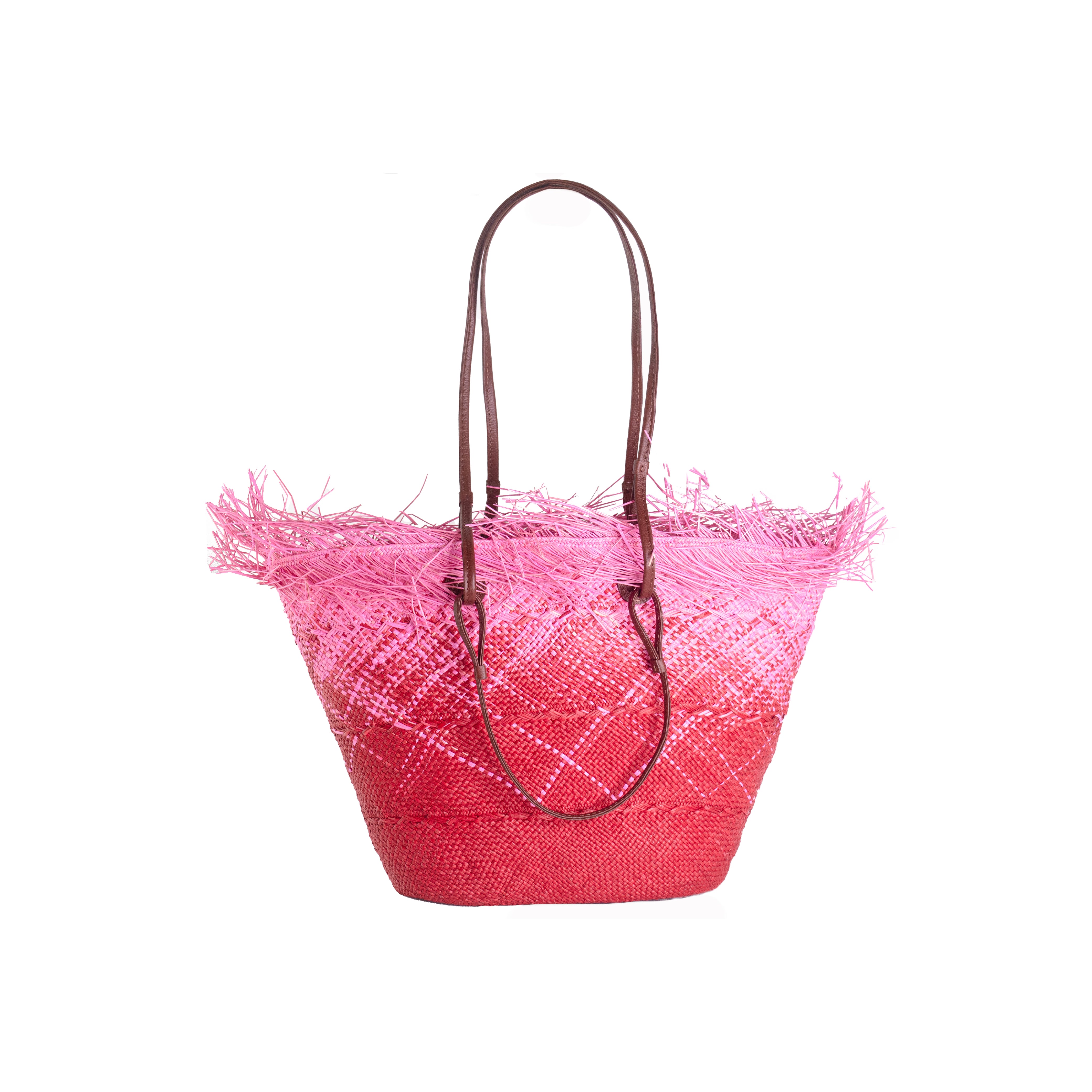 Red Medium Basket with Frayed Border
