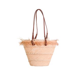 Natural Leather Compact Basket Bag