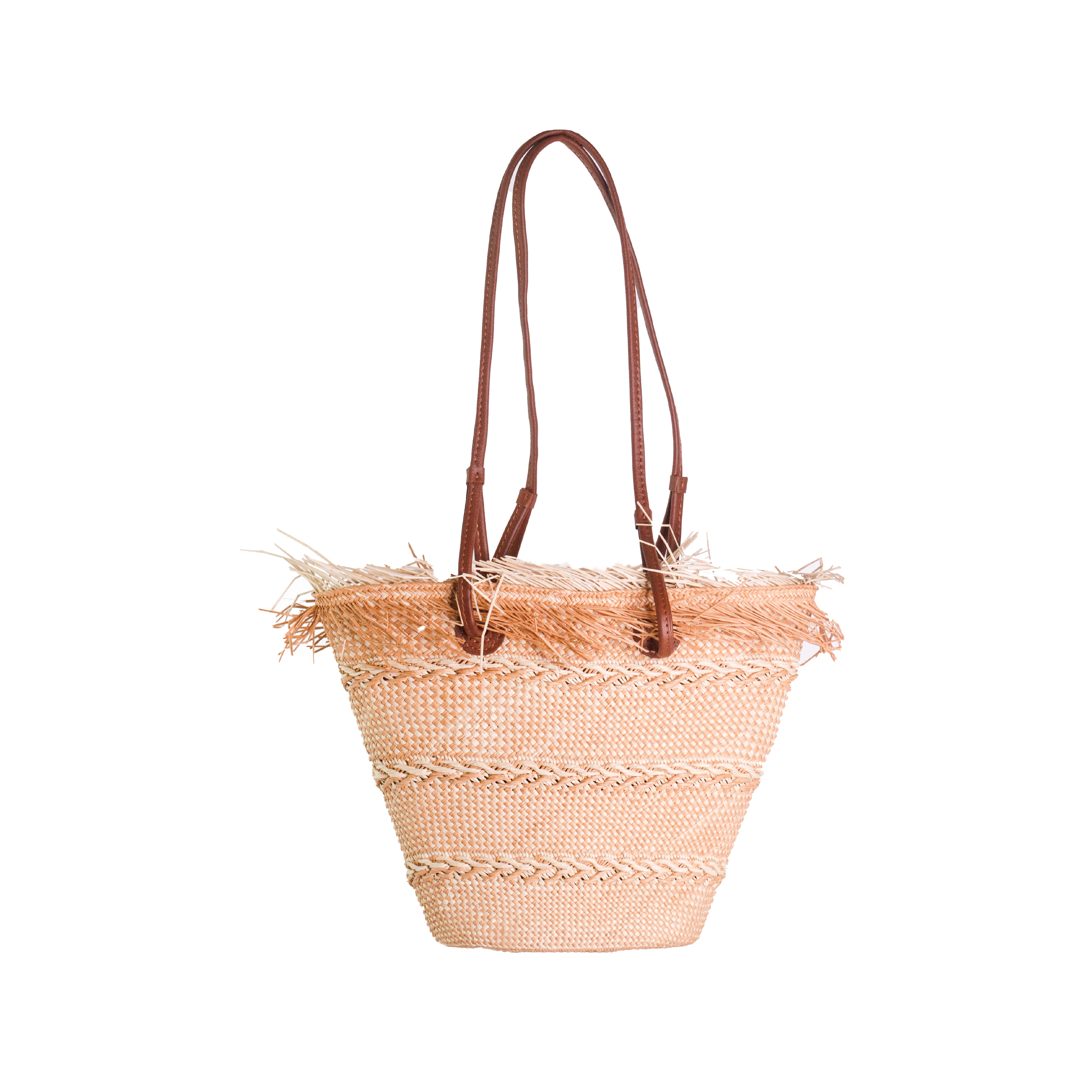 Natural Leather Compact Basket Bag