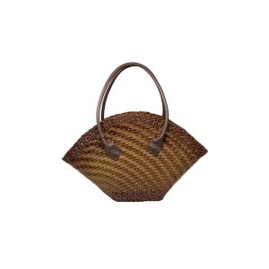 Chocolate Leather Thick Weave Maxi Basket Bag