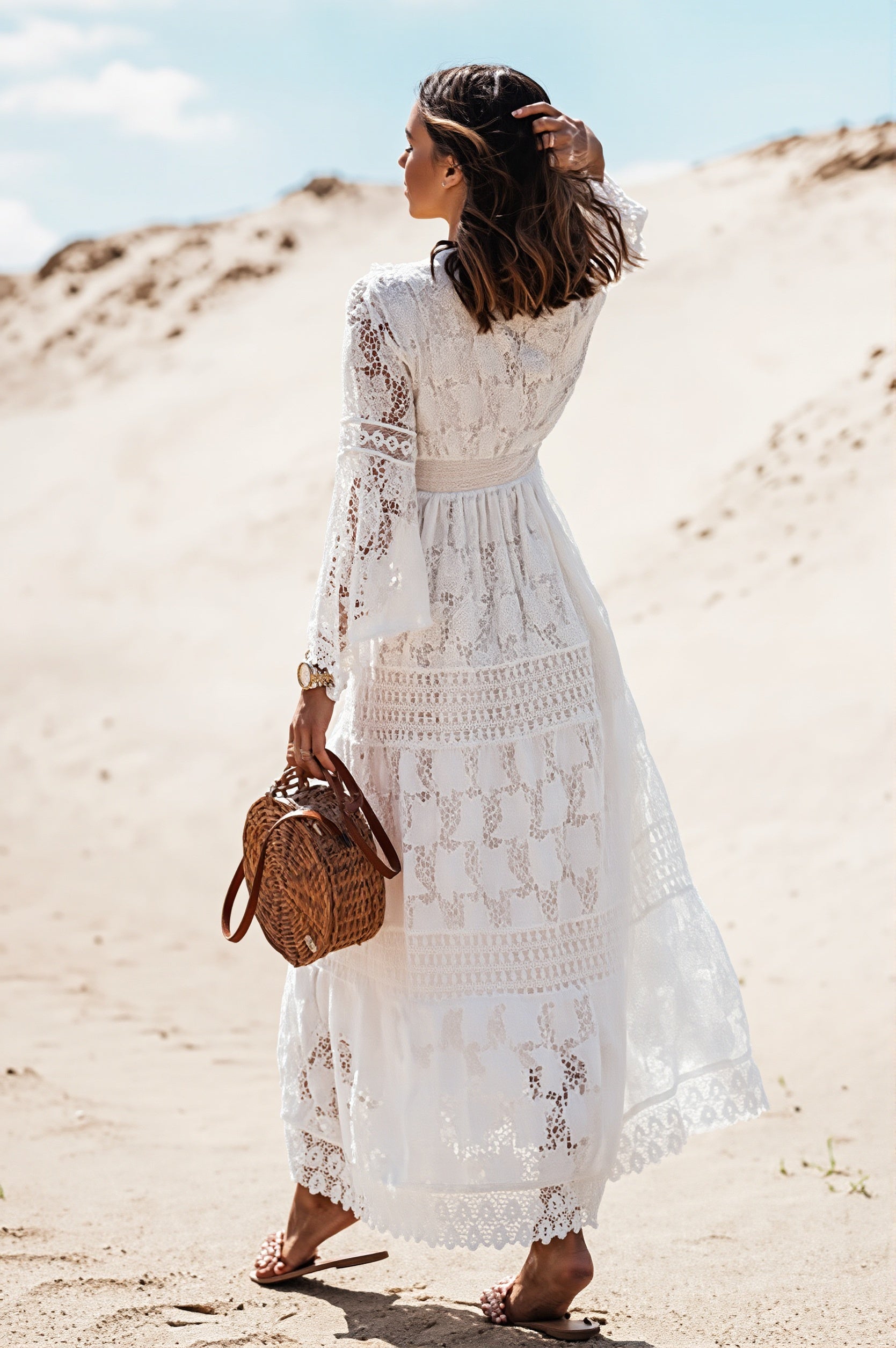 Tassel Lace Spliced Long Boho Dress - Image 2
