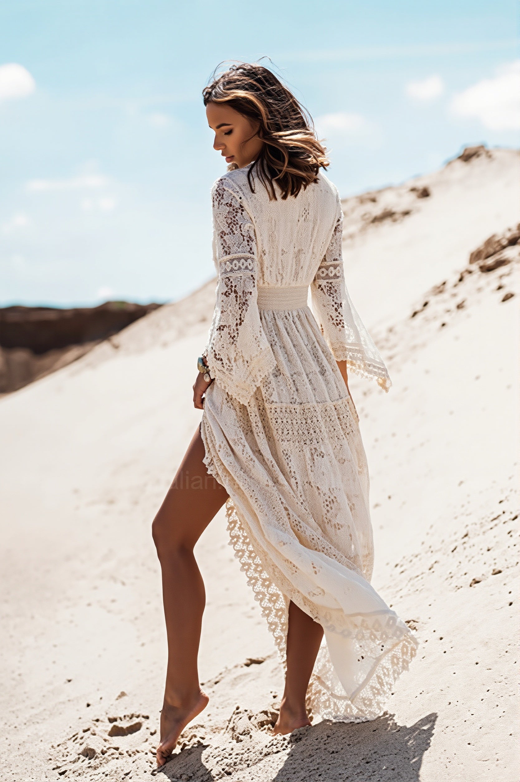 Tassel Lace Spliced Long Boho Dress - Image 6