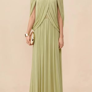 Velvet Cross Ruffle Maxi Dress