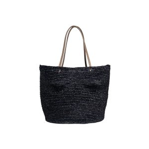 Woven Black Leather Corset Bag