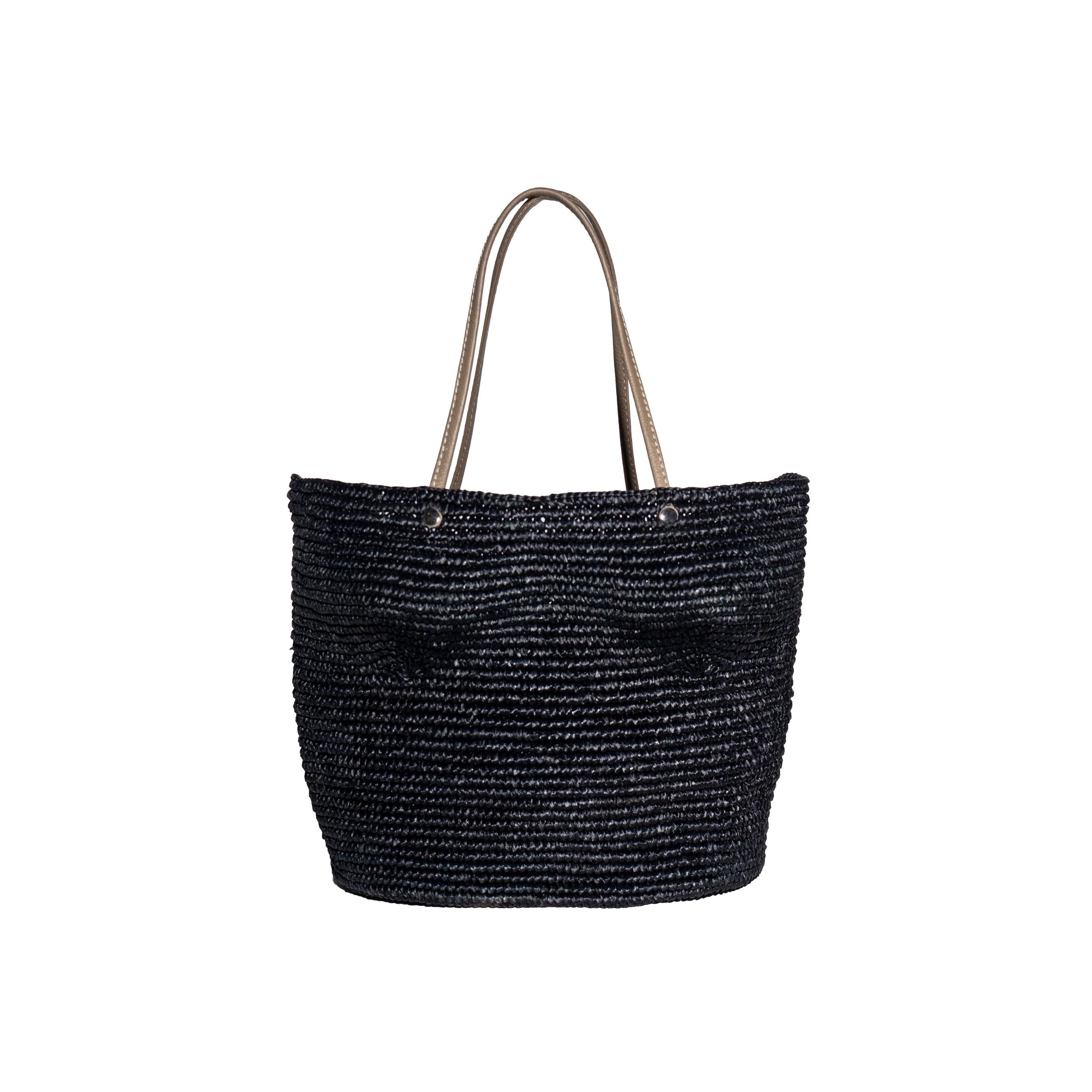 Woven Black Leather Corset Bag