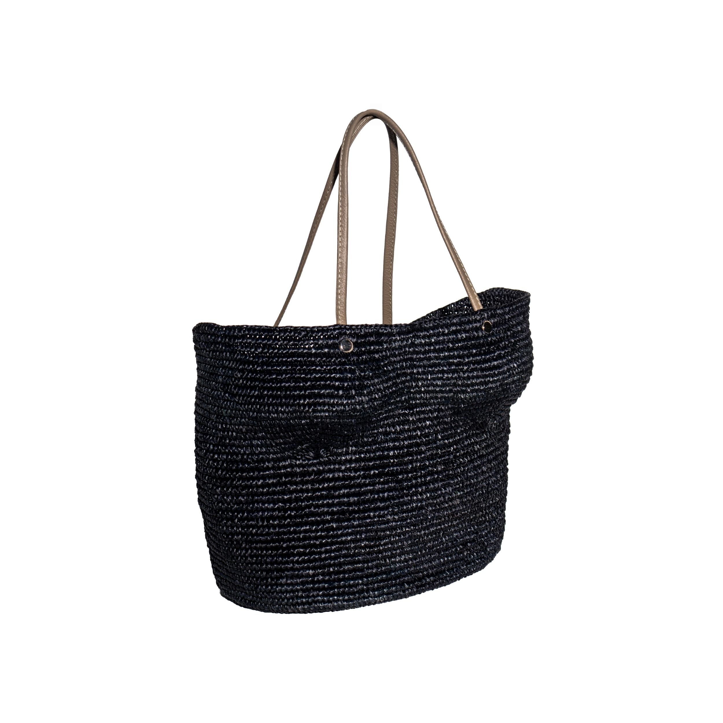 Woven Black Leather Corset Bag