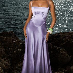 Velvet Lined Jacquard Satin Cami Maxi Dress
