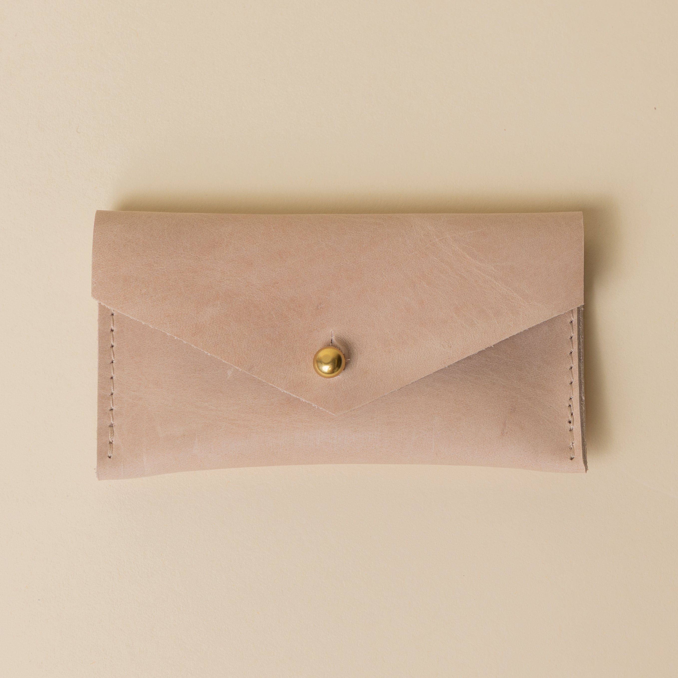 Stone Grey Leather Compact Snap Card Holder