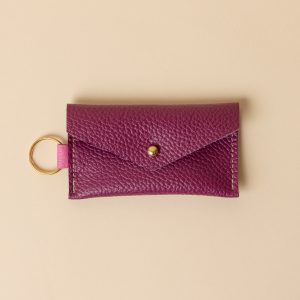 Magenta Pink and Soft Pink Leather Keyring Card Holder