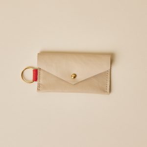 Light Cream and Watermelon Pink Leather Keyring Card Holder
