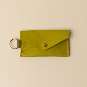Lime Green and Herbal Green Leather Keyring Card Holder