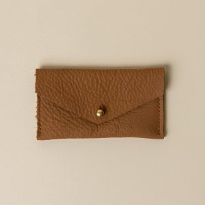 Cinnamon Brown Leather Compact Snap Card Holder
