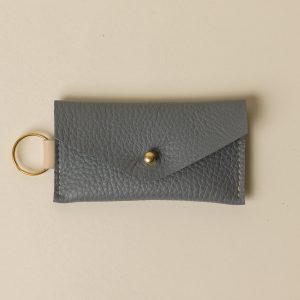 Warm Grey and Ivory Leather Keyring Card Holder