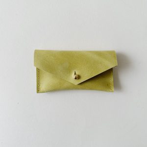Citrus Yellow Leather Compact Snap Card Holder