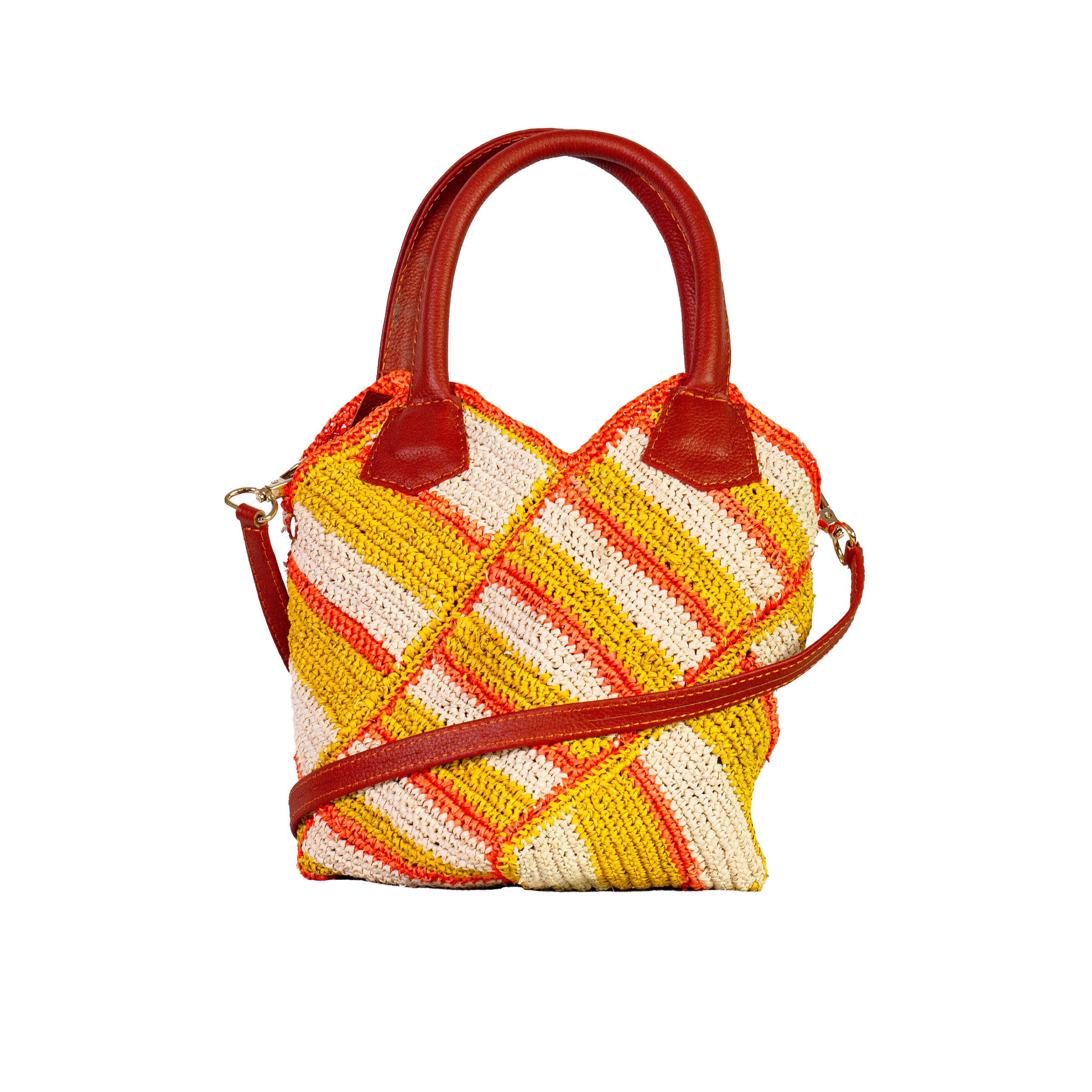 Natural Leather Mini Striped Bag