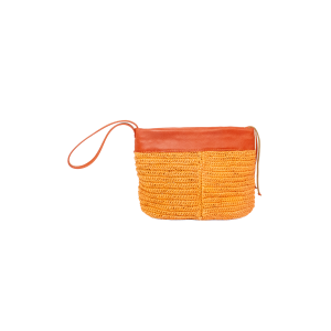 Structured Orange Leather Woven Bag