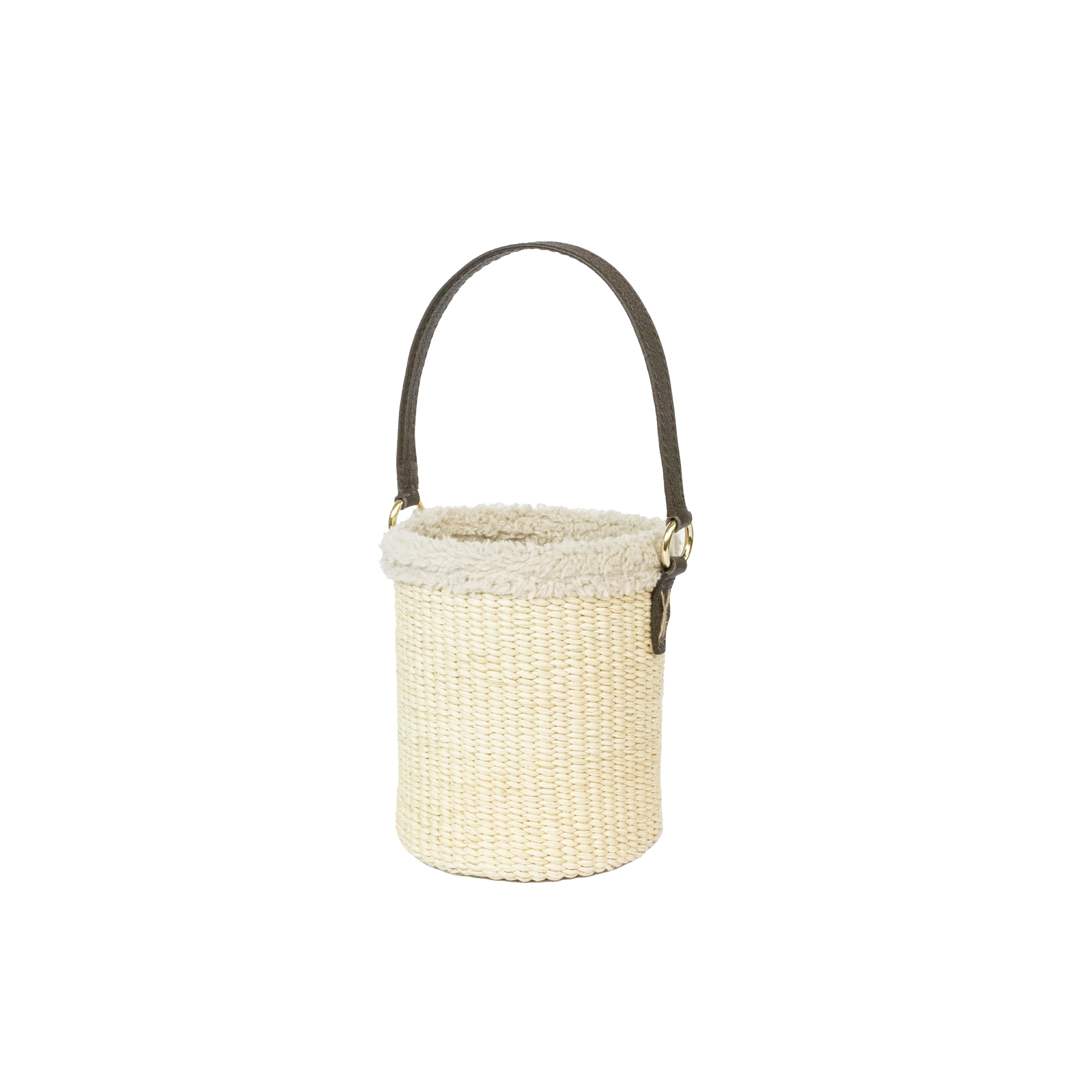 Thick Weave Mini Bucket with Plush Fabric Border Basket