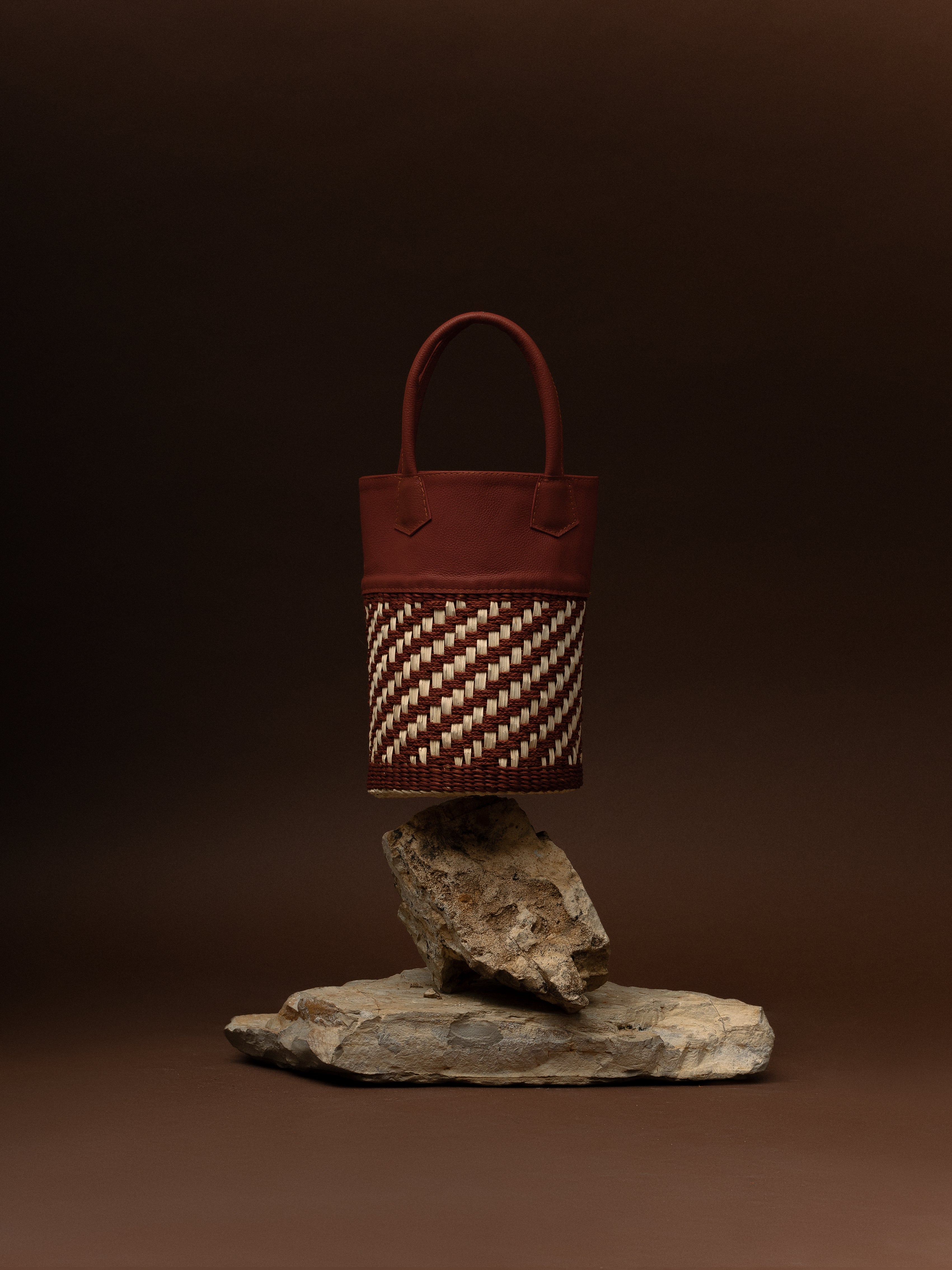 Two Tone Thick Weave Baby Bucket Basket Bag