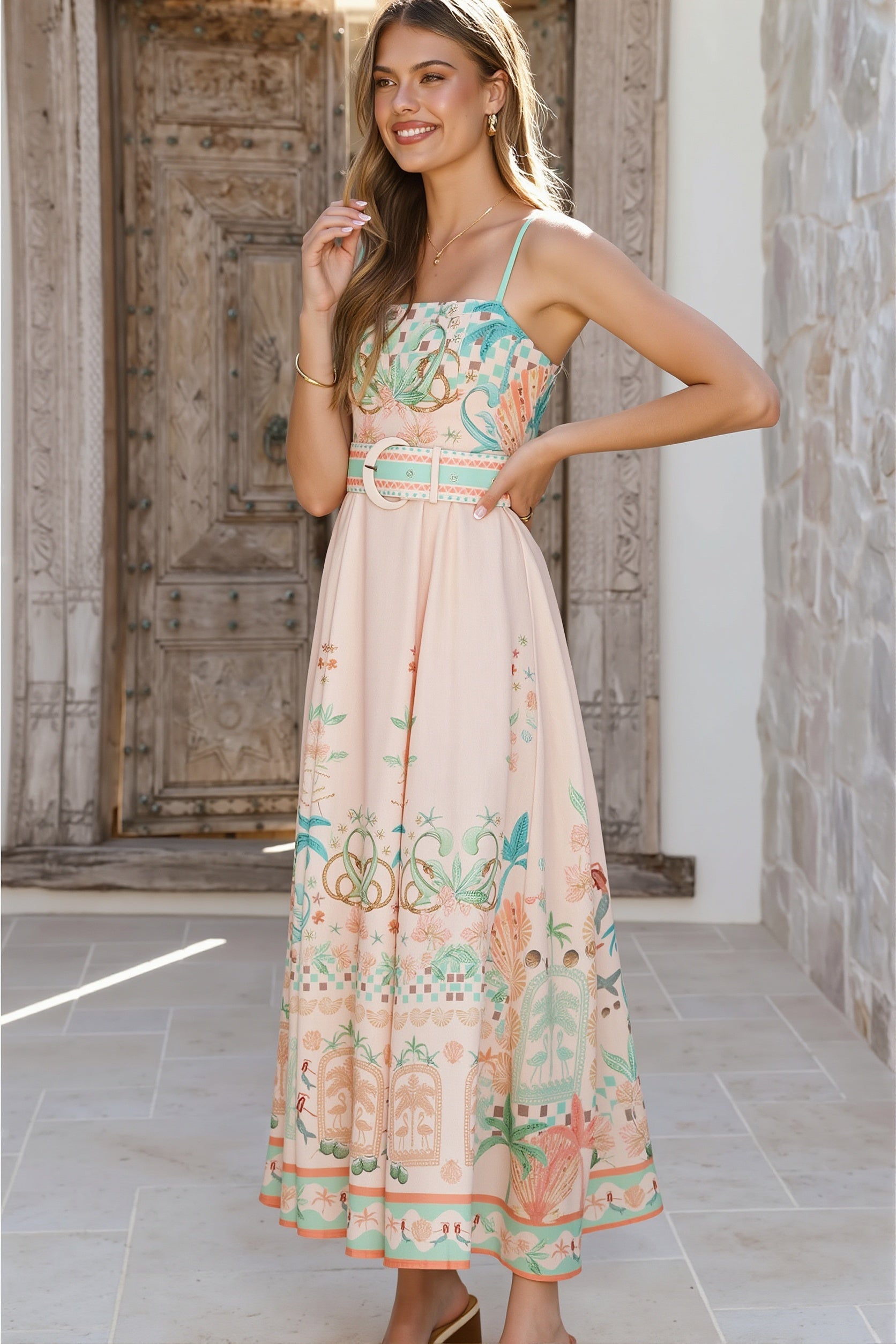 Fresh Linen Floral Swing Boho Dress - Image 3